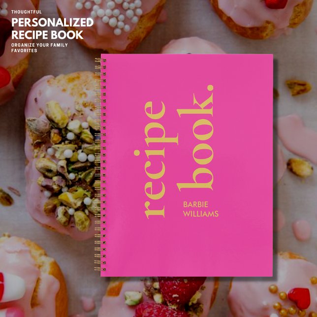 Livre de recettes de typographie rose chaud modern (Créateur téléchargé)