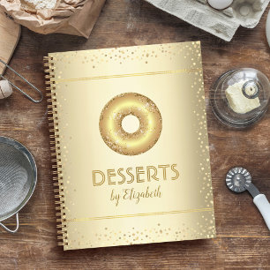 Livre de recettes doughnut pailleté or moderne chi