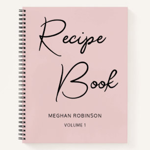 Livre de recettes écriture féminine Rose personnal