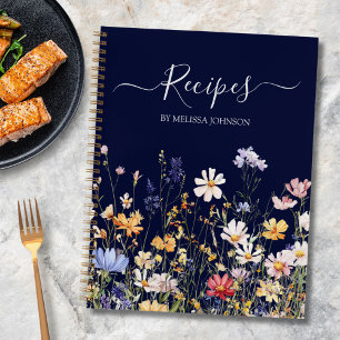 Livre de recettes élégant aquarelle fleurs sauvage