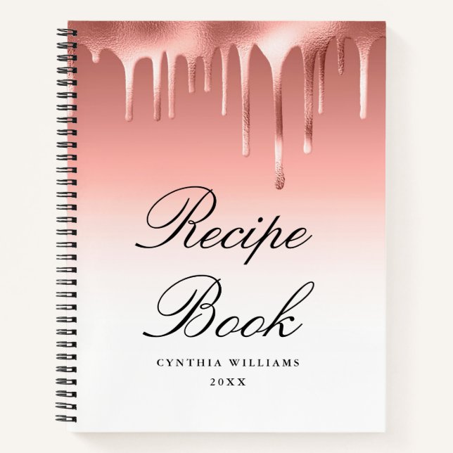 Livre de recettes en écriture moderne or rose (Devant)