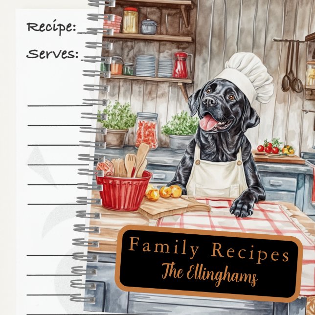 Livre de recettes en spirale Chef Black Labrador R (Créateur téléchargé)