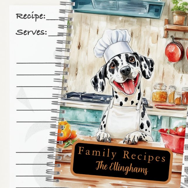 Livre de recettes en spirale Chef Dalmatien (Créateur téléchargé)