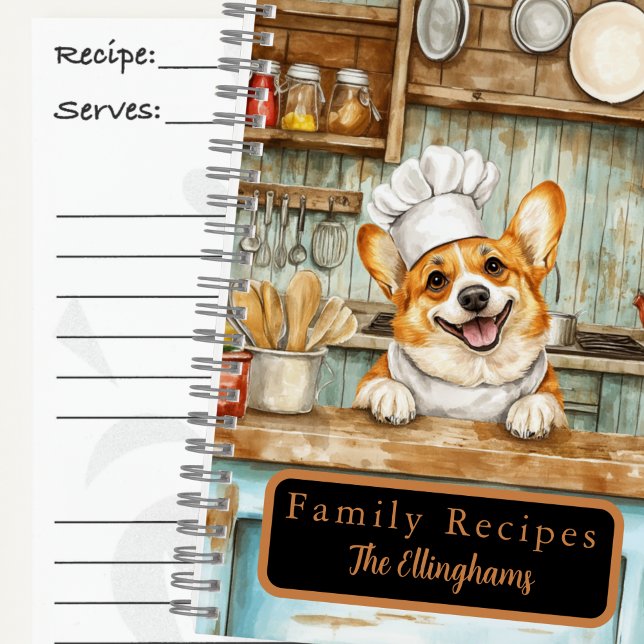 Livre de recettes en spirale Corgi Dog Chef (Créateur téléchargé)