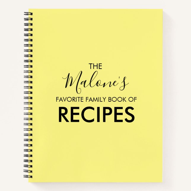 Livre de recettes favorites Jaune (Devant)