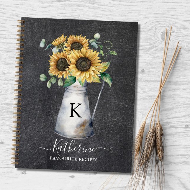 Livre de recettes Fleur de tournesol Monogramme Ru (In situ)