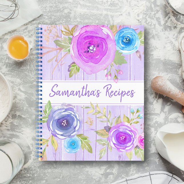 Livre de recettes floral rustique aquarelle plum b (Créateur téléchargé)