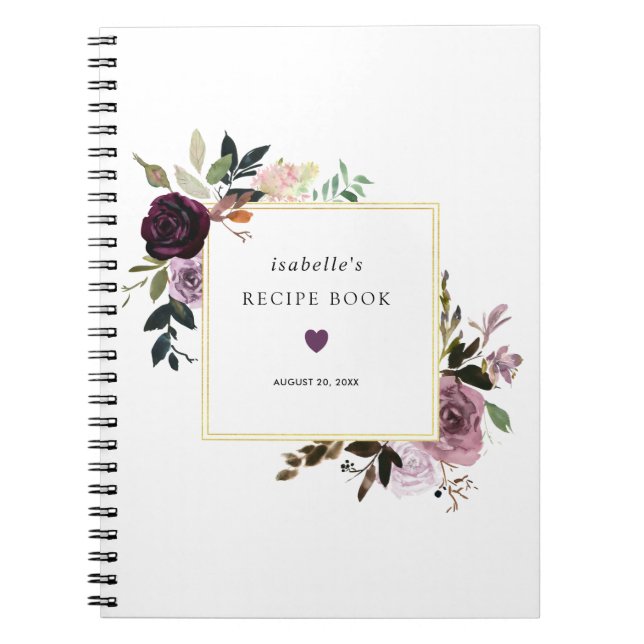 Livre de recettes florales rose mauve profonde (Devant)