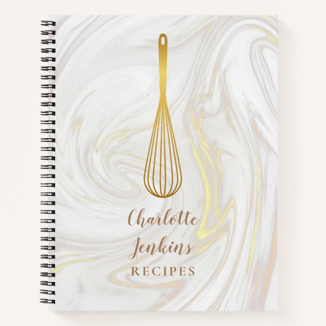 Livre de recettes Gold Whisk Marble Swirls (Devant)