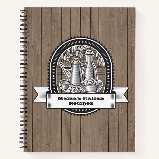 Livre de recettes italiennes de maman avec olives (Devant)