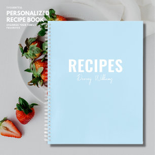 Livre de recettes minimaliste bleu moderne simple
