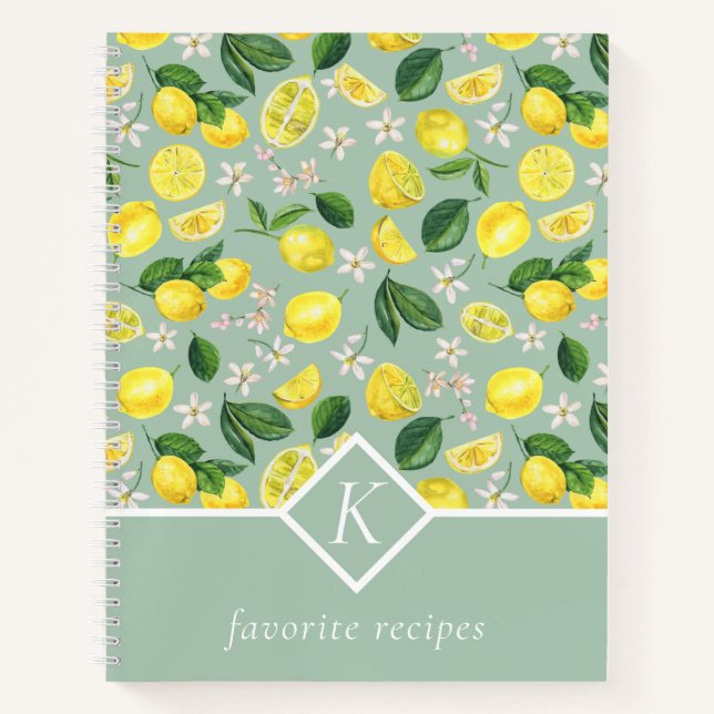 Livre de recettes Monogramme citrons (Devant)