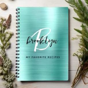 Livre de recettes Monogramme Métal Brossé Aqua