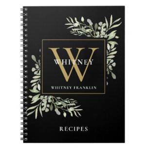 Livre de recettes Monogramme Or Modern Greenery