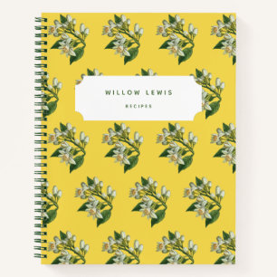 Livre de recettes Motif de fleurs de citron jaune