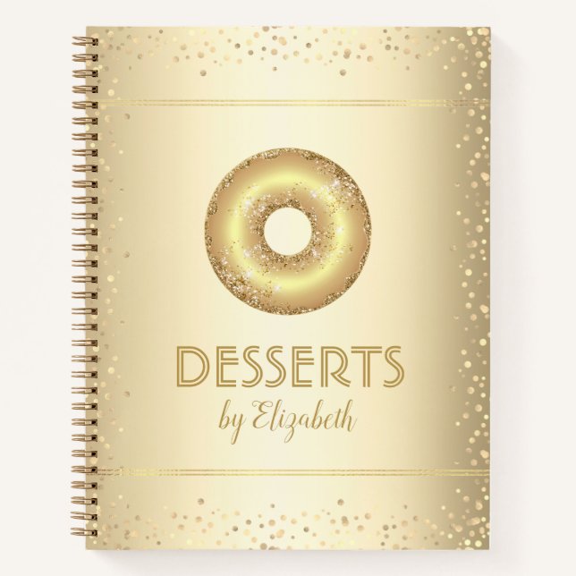 Livre de recettes or parties scintillant beige  mo (Devant)