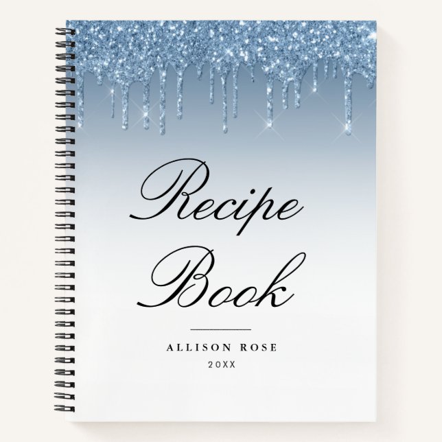 Livre de recettes paillettes bleues modernes (Devant)