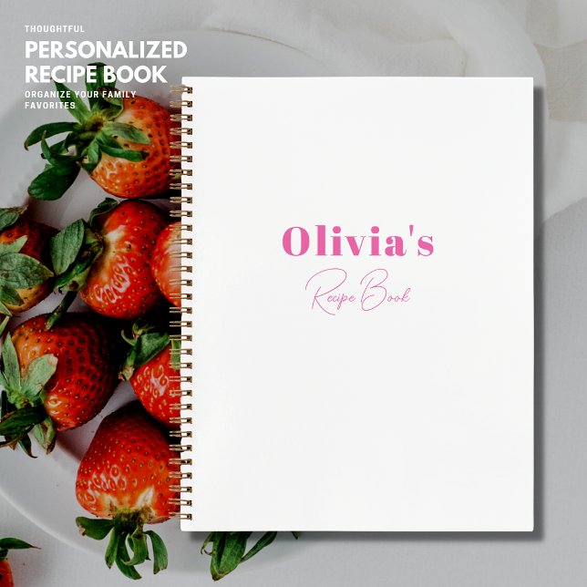 Livre de recettes personnalisé minimaliste rose (Créateur téléchargé)
