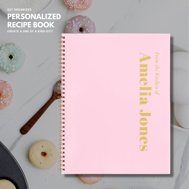 Livre de recettes personnalisé minimaliste rose pâ (Créateur téléchargé)