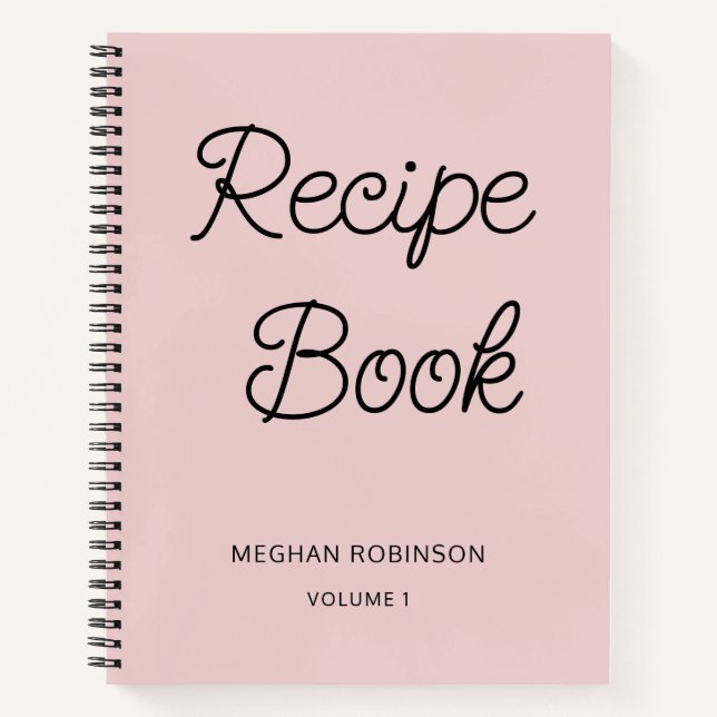 Livre de recettes personnalisé Rose Pâle Girly Blu (Devant)