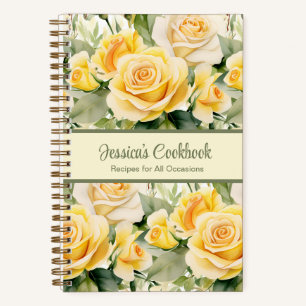 Livre de Recettes Personnalisé Roses Jaunes Cahier
