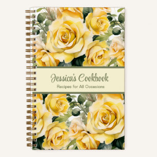 Livre de Recettes Personnalisé Roses Jaunes Cahier