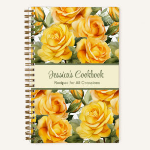Livre de Recettes Personnalisé Roses Jaunes Cahier