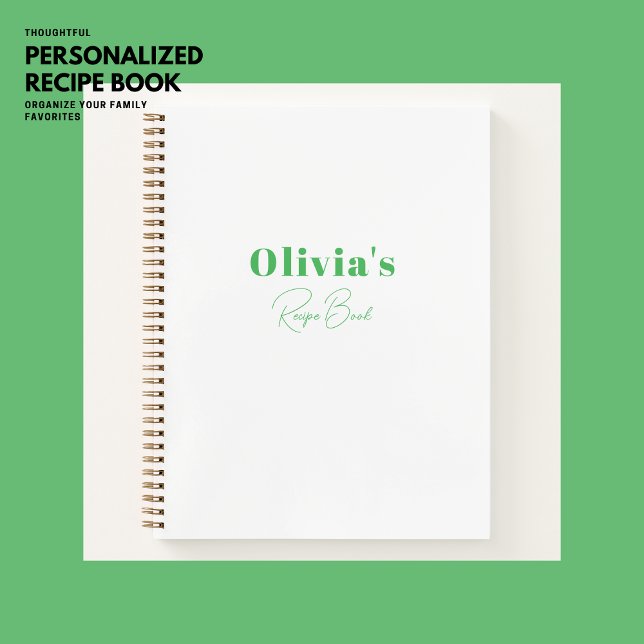 Livre de recettes personnalisé vert moderne simple (Créateur téléchargé)