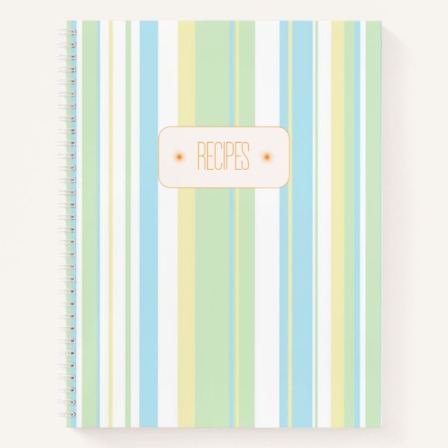 Livre de recettes rayé pastel (relié) (Devant)