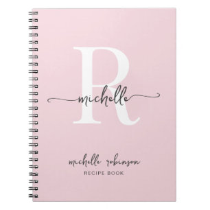 Livre de Recettes Rose Pâle Élégant Féminin Monogr