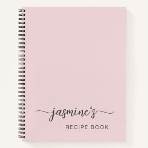 Livre de recettes rose pâle simple et féminin sign