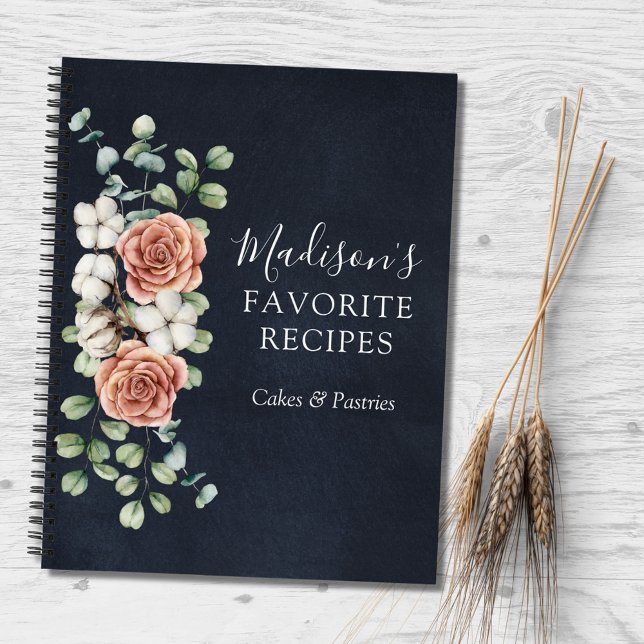 Livre de recettes rustique floral Eucalyptus Rose (In situ)