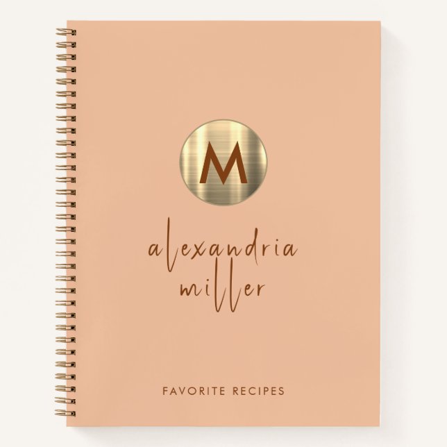 Livre de recettes simple Elegant Gold Monogram (Devant)