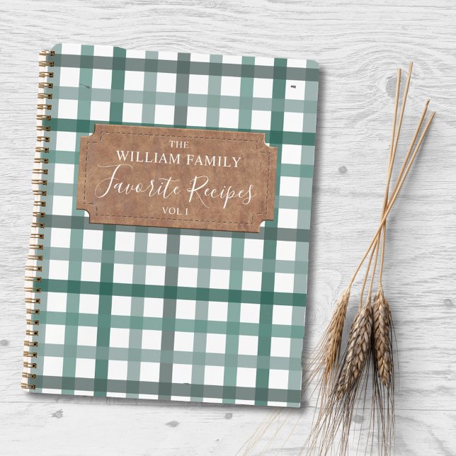 Livre de recettes vintage Farmhouse Green Plaid (In situ)