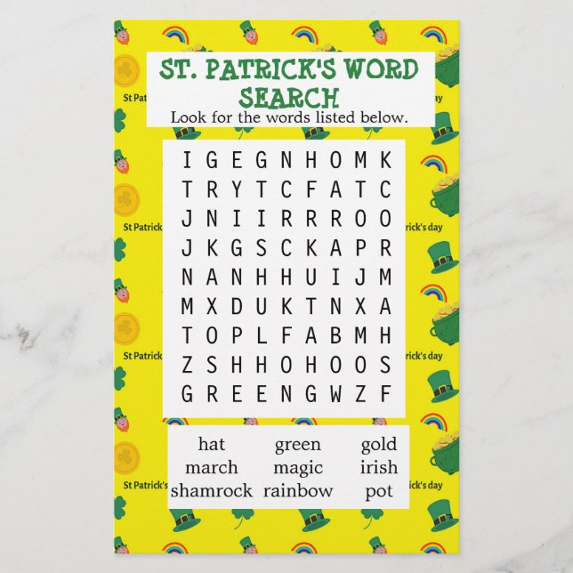 Livre de recherche de mots de la St. Patrick jaune (Devant)