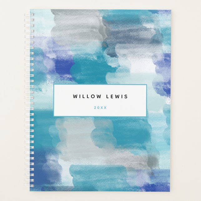 Livre de rendez-vous moderne en gris turquoise (Devant)