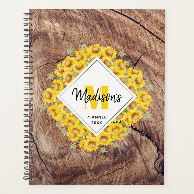 Livre de Rendez-vous Rustique Sunflower & Wood Tex (Devant)