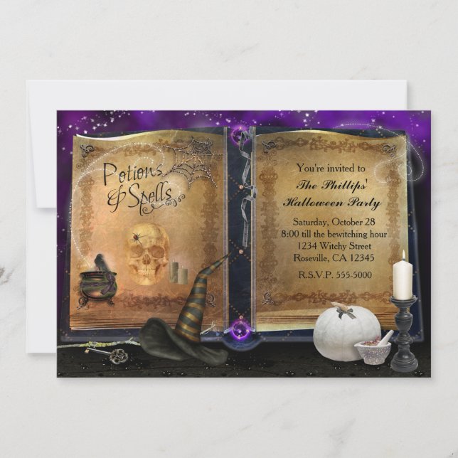 LIVRE DE SORTS MAGIQUES Invitation de sorcière d'H (Devant)
