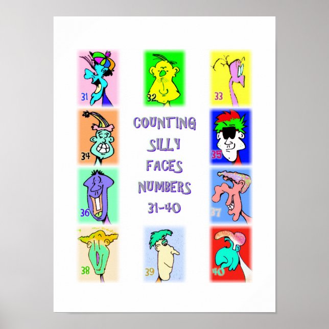 Livre de visages idiots #4 : Affiche des nombres 3 (Devant)
