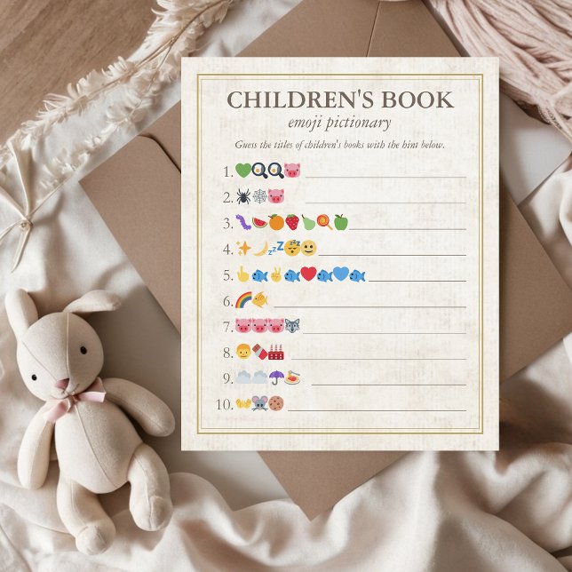 Livre d'enfants Emoji Pictionary Baby shower jeu (Children's Book Emoji Pictionary Storybook Baby Shower Game, Our next chapter, A new chapter begins)