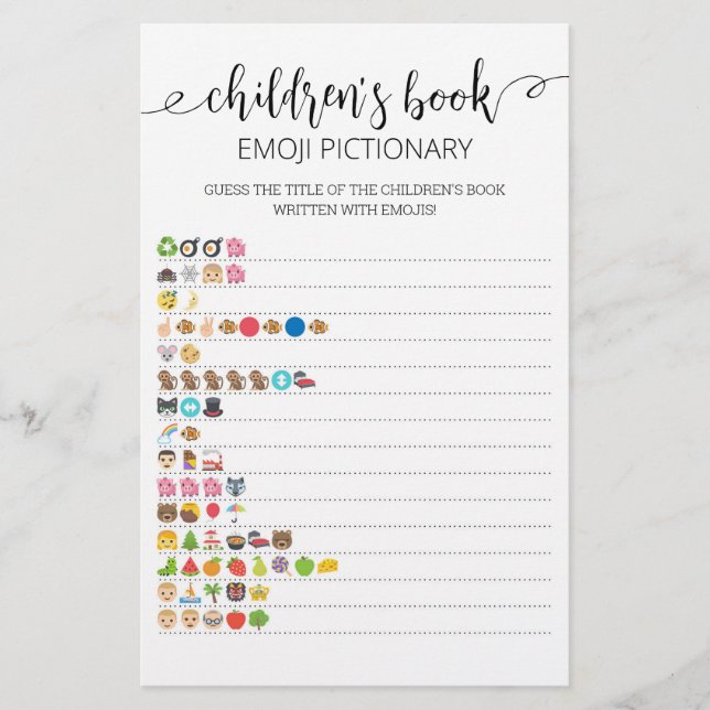 Livre d'enfants Emoji Pictionary jeu avec réponses (Devant)