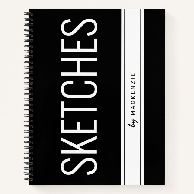 Livre d'esquisse avec grand titre Nom personnalisé (Devant)