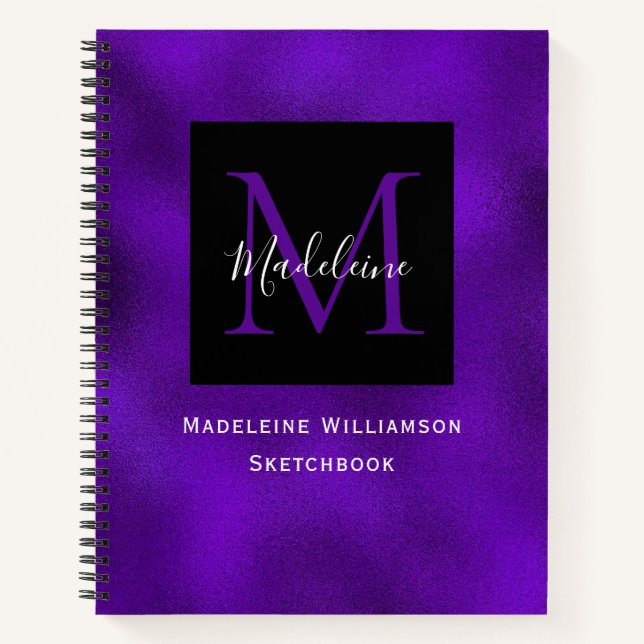 Livre d'esquisse moderne Metallic Purple Effet (Devant)
