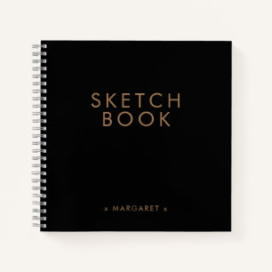 Livre d'esquisse personnalisée minimaliste en or n