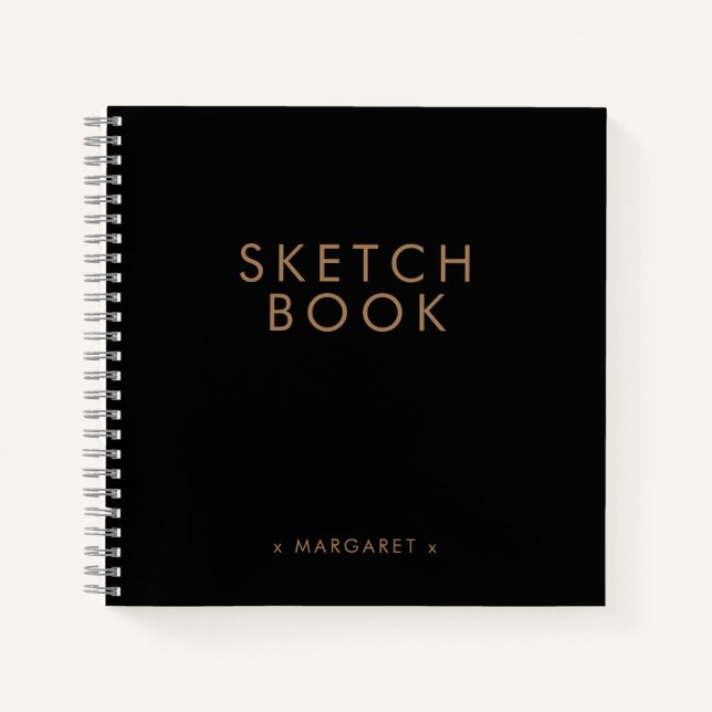 Livre d'esquisse personnalisée minimaliste en or n (Devant)