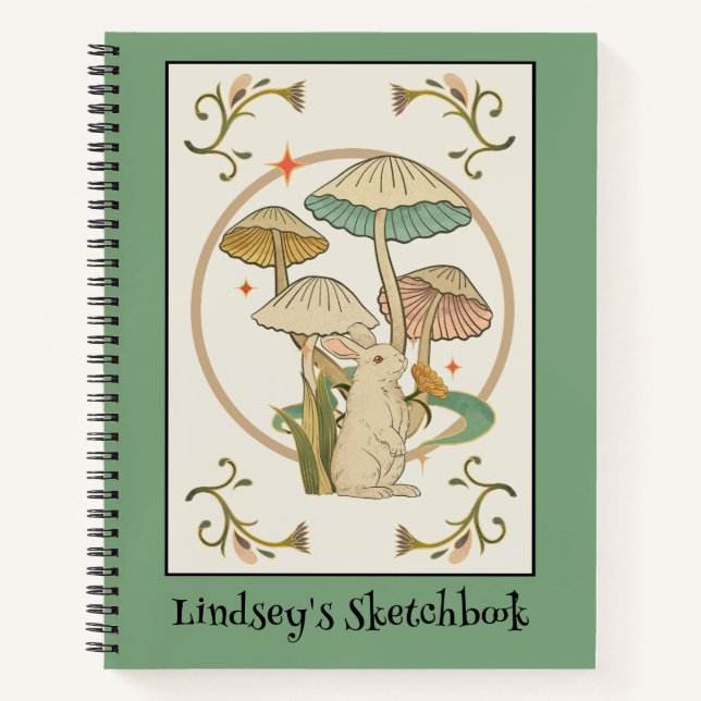 Livre d'esquisse vintage de spirale de lapin (Devant)
