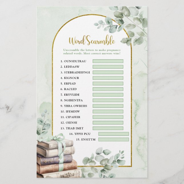 Livre d'histoire de verdure Jeux Word Scramble (Devant)