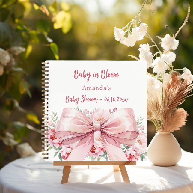 Livre d'hôte Baby in florom bow photo Baby shower (Créateur téléchargé)