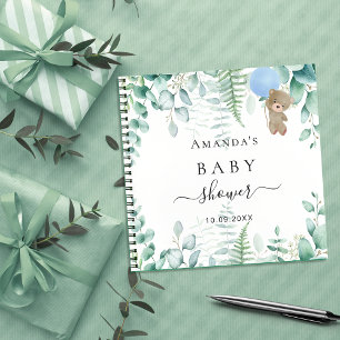 Livre d'hôte Baby shower bleu teddy forêt bois