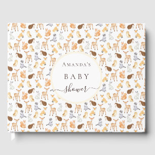 Livre d'hôte baby shower boisé animaux mignons